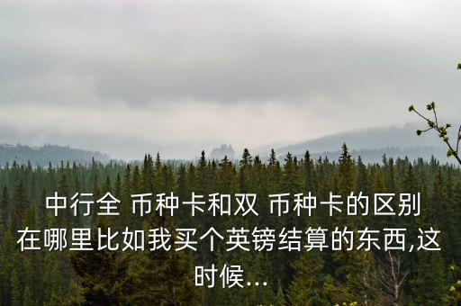  中行全 幣種卡和雙 幣種卡的區(qū)別在哪里比如我買個英鎊結(jié)算的東西,這時候...