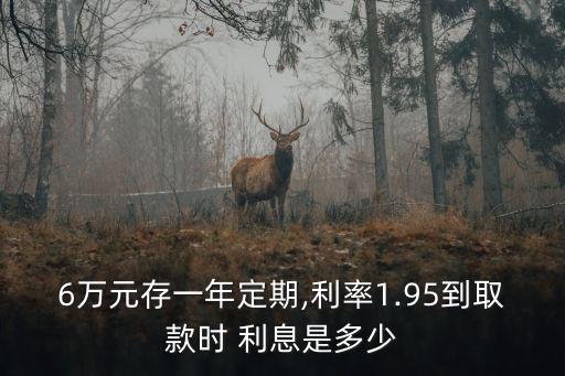 6萬元存一年定期,利率1.95到取款時 利息是多少