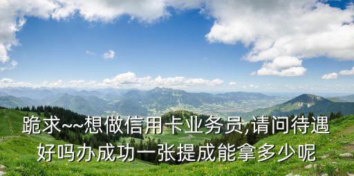 跪求~~想做信用卡業(yè)務(wù)員,請問待遇好嗎辦成功一張?zhí)岢赡苣枚嗌倌? class=