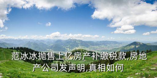  范冰冰拋售上億房產(chǎn)補(bǔ)繳稅款,房地產(chǎn)公司發(fā)聲明,真相如何