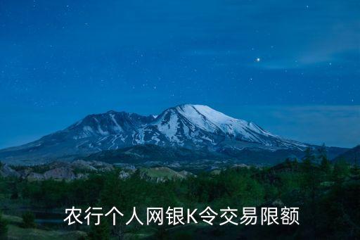  農(nóng)行個人網(wǎng)銀K令交易限額