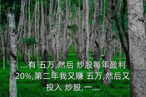 ...有 五萬,然后 炒股每年盈利20%,第二年我又賺 五萬,然后又投入 炒股,一...