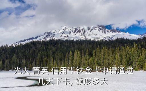 光大 菁英 信用卡鈦金卡申請通過幾天下卡, 額度多大