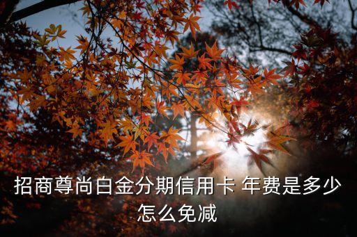 招商尊尚白金分期信用卡 年費(fèi)是多少怎么免減