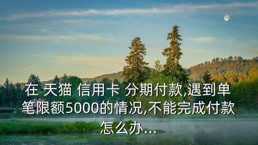 在 天貓 信用卡 分期付款,遇到單筆限額5000的情況,不能完成付款怎么辦...