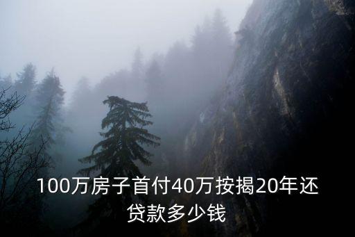 一百萬(wàn)房貸二十年月供多少,貸款一百萬(wàn)房貸二十年月供多少