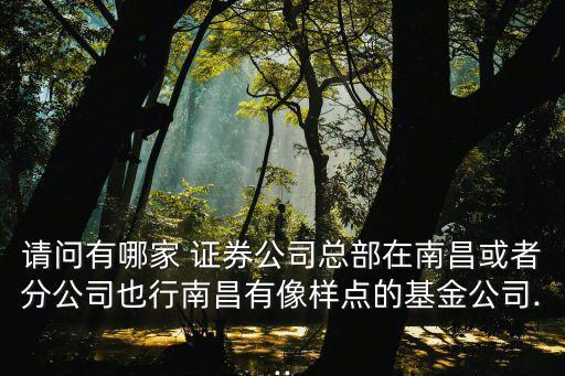 請(qǐng)問有哪家 證券公司總部在南昌或者分公司也行南昌有像樣點(diǎn)的基金公司...