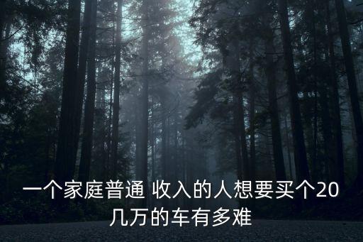 一個(gè)家庭普通 收入的人想要買個(gè)20幾萬(wàn)的車有多難