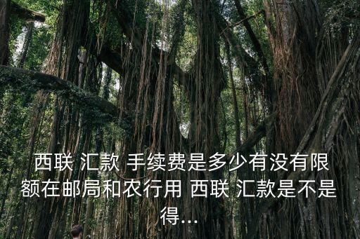  西聯(lián) 匯款 手續(xù)費是多少有沒有限額在郵局和農(nóng)行用 西聯(lián) 匯款是不是得...
