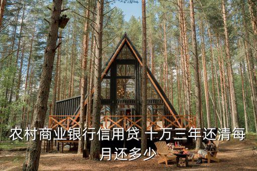 農(nóng)村商業(yè)銀行信用貸 十萬三年還清每月還多少