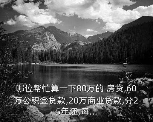 哪位幫忙算一下80萬的 房貸,60萬公積金貸款,20萬商業(yè)貸款,分25年還,每...
