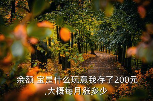  余額 寶是什么玩意我存了200元,大概每月漲多少