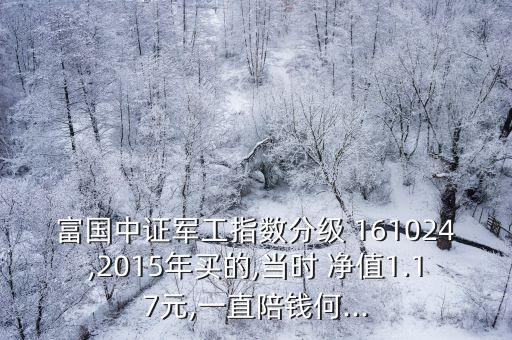 富國中證軍工指數(shù)分級 161024,2015年買的,當(dāng)時(shí) 凈值1.17元,一直陪錢何...