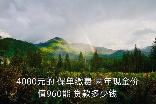 4000元的 保單繳費(fèi) 兩年現(xiàn)金價(jià)值960能 貸款多少錢