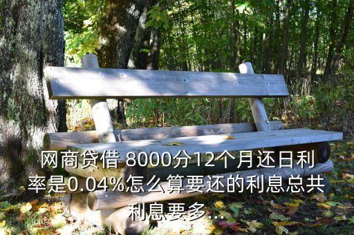 網(wǎng)商貸借 8000分12個(gè)月還日利率是0.04%怎么算要還的利息總共利息要多...
