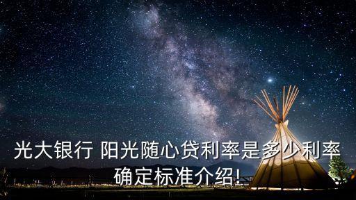 光大銀行 陽光隨心貸利率是多少利率確定標準介紹!