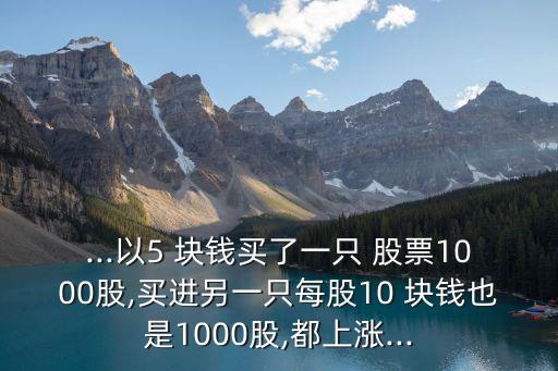 ...以5 塊錢買了一只 股票1000股,買進(jìn)另一只每股10 塊錢也是1000股,都上漲...