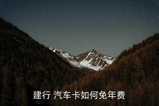 建行 汽車卡如何免年費