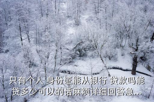 身份證可以在那貸款多少錢