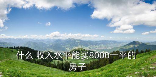 什么 收入水平能買8000一平的 房子