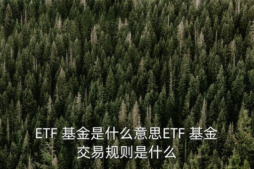 ETF 基金是什么意思ETF 基金交易規(guī)則是什么