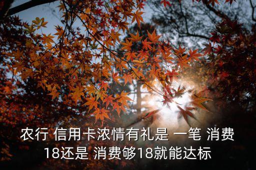農(nóng)行 信用卡濃情有禮是 一筆 消費(fèi)18還是 消費(fèi)夠18就能達(dá)標(biāo)