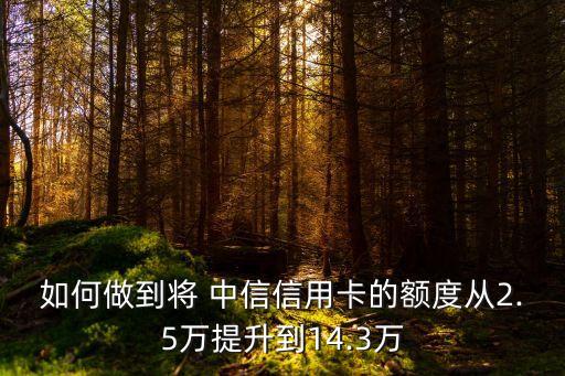 如何做到將 中信信用卡的額度從2.5萬提升到14.3萬