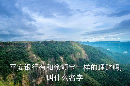  平安銀行有和余額寶一樣的理財(cái)嗎,叫什么名字