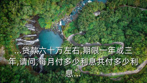 ...貸款六十萬左右,期限一年或三年,請問,每月付多少利息共付多少利息...