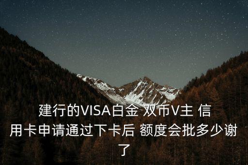  建行的VISA白金 雙幣V主 信用卡申請(qǐng)通過(guò)下卡后 額度會(huì)批多少謝了