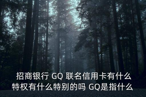  招商銀行 GQ 聯(lián)名信用卡有什么特權(quán)有什么特別的嗎 GQ是指什么