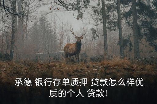  承德 銀行存單質(zhì)押 貸款怎么樣優(yōu)質(zhì)的個人 貸款!