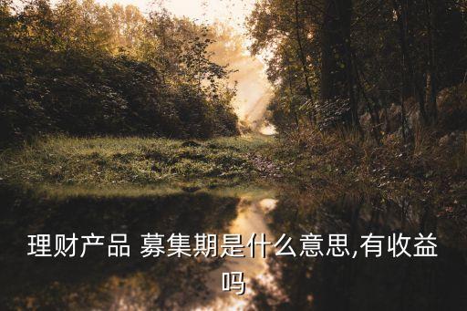 理財(cái)產(chǎn)品 募集期是什么意思,有收益嗎