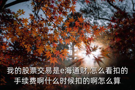 我的股票交易是e海通財(cái),怎么看扣的手續(xù)費(fèi)啊什么時(shí)候扣的啊怎么算