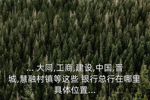... 大同,工商,建設,中國,晉城,慧融村鎮(zhèn)等這些 銀行總行在哪里具體位置...