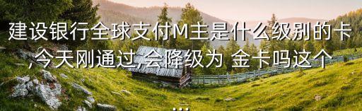 建設銀行全球支付M主是什么級別的卡,今天剛通過,會降級為 金卡嗎這個...