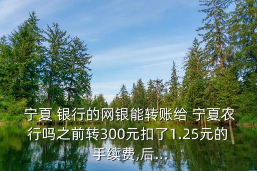 寧夏銀行手續(xù)費是多少錢,農(nóng)行轉(zhuǎn)寧夏銀行手續(xù)費
