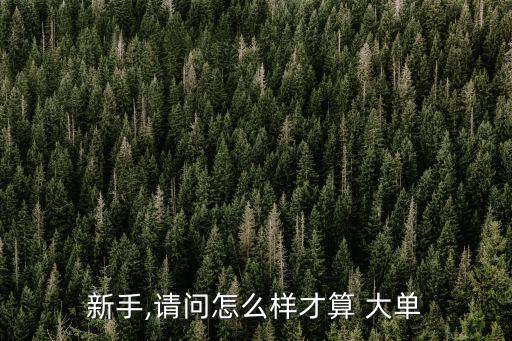 新手,請問怎么樣才算 大單