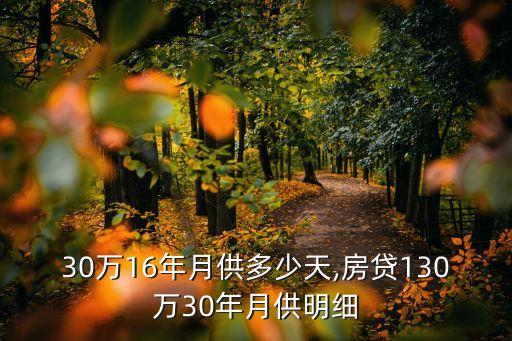 房貸30萬16年月供多少天,房貸130萬30年月供明細(xì)