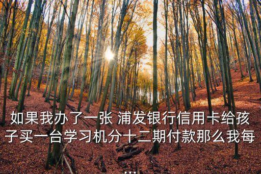 如果我辦了一張 浦發(fā)銀行信用卡給孩子買一臺(tái)學(xué)習(xí)機(jī)分十二期付款那么我每...