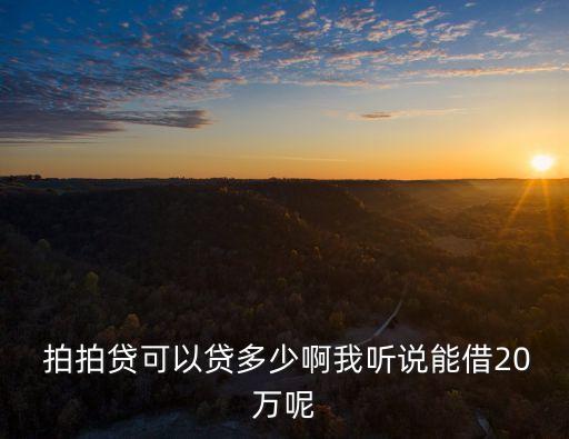  拍拍貸可以貸多少啊我聽說(shuō)能借20萬(wàn)呢