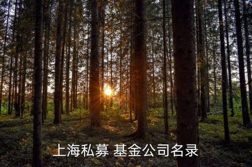 上海私募 基金公司名錄