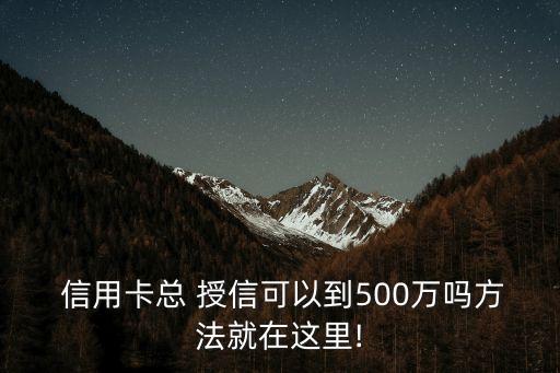 個(gè)人信用卡總授信額度有多少