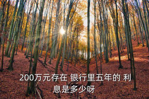  200萬(wàn)元存在 銀行里五年的 利息是多少呀