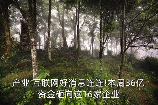 產(chǎn)業(yè) 互聯(lián)網(wǎng)好消息連連!本周36億資金砸向這16家企業(yè)