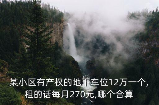 某小區(qū)有產(chǎn)權(quán)的地下車位12萬一個,租的話每月270元,哪個合算