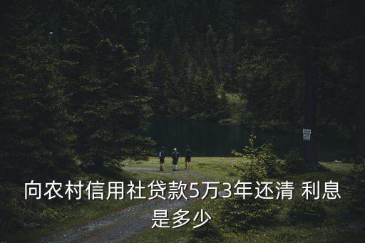 向農(nóng)村信用社貸款5萬(wàn)3年還清 利息是多少