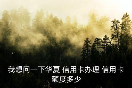 我想問一下華夏 信用卡辦理 信用卡 額度多少