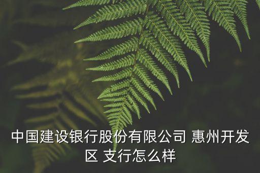中國建設(shè)銀行股份有限公司 惠州開發(fā)區(qū) 支行怎么樣