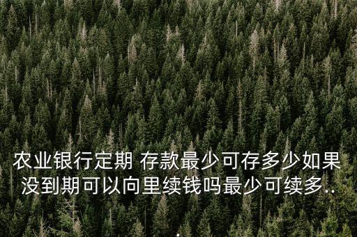 農(nóng)業(yè)銀行定期 存款最少可存多少如果沒到期可以向里續(xù)錢嗎最少可續(xù)多...